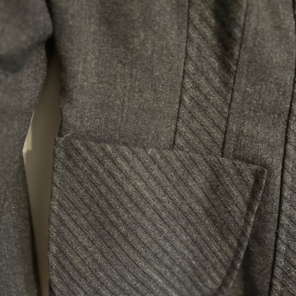 Howard Wolf Jacket Women 12 Gray Wool Blazer 90s Retro Striped Academia Office - Picture 8 of 14